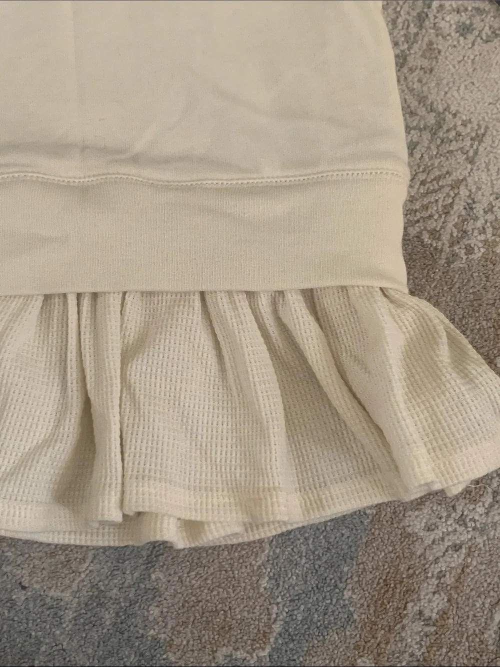 NWT Ralph Lauren Off-White Ruffled Hem Pullover Dress waffle skirt 12-14